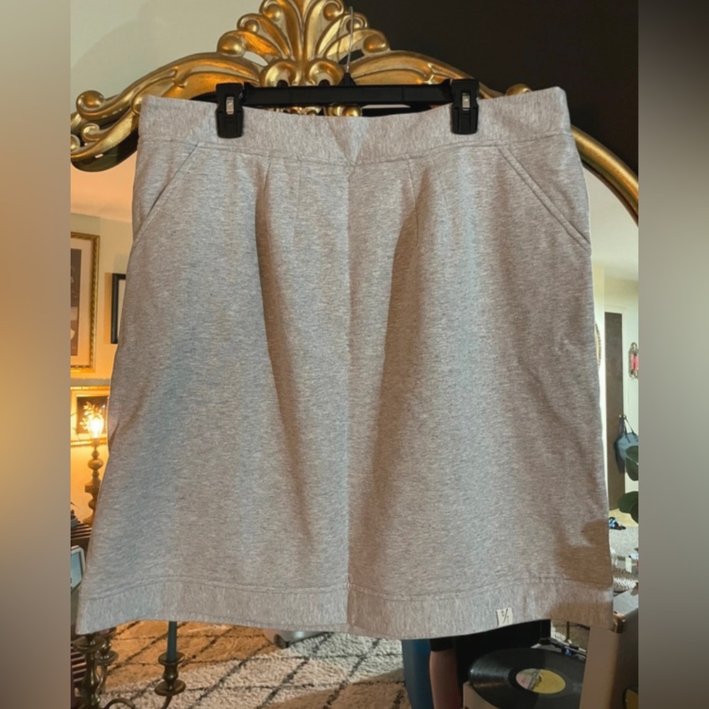 Gray Knee Length Lounge Skirt with Pockets